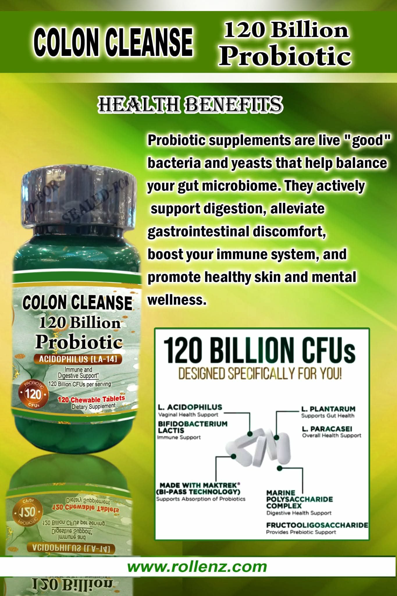 Colon Cleanse Probiotic 120 Billion CFU (120tablets)